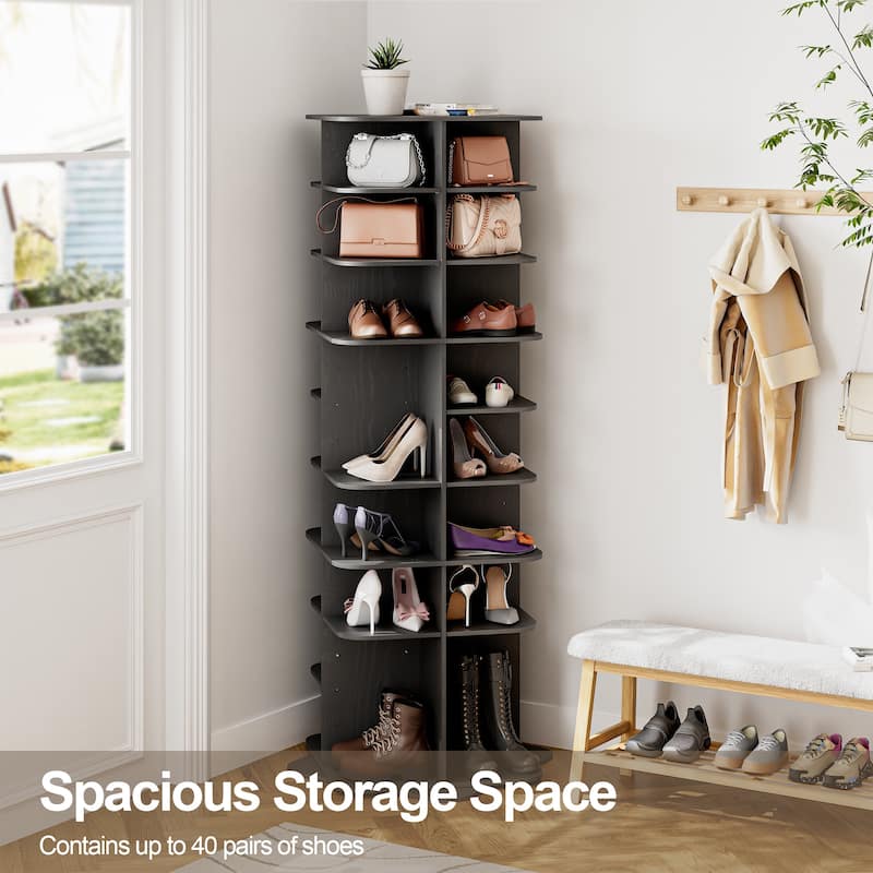 36 Pair Rotating Shoe Rack with Adjustable Shelves - 73.2'' H X 23.6'' W X 23.6'' D