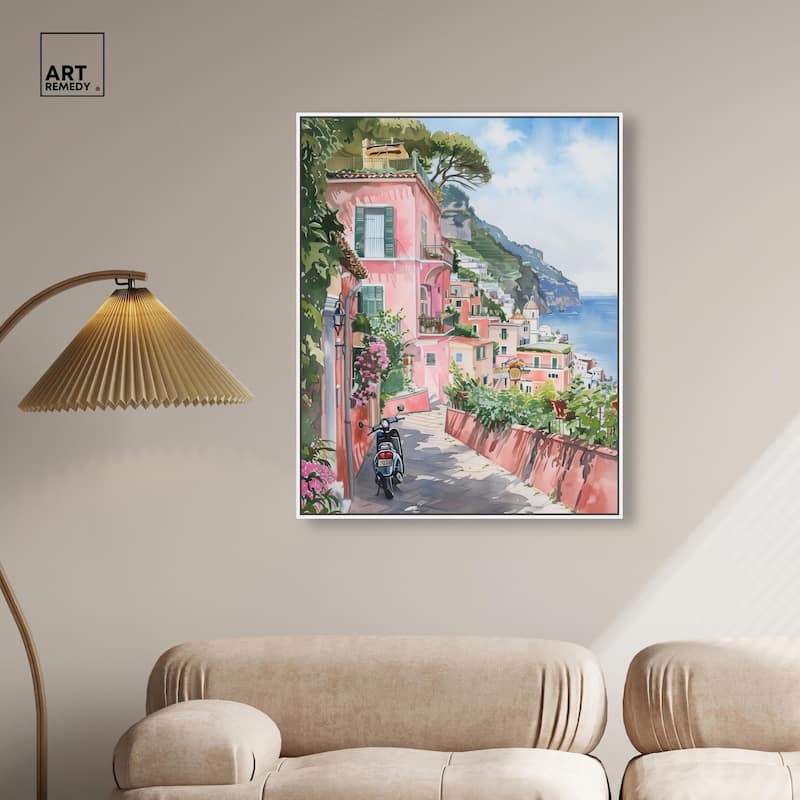 Lush Coastal Villa Canvas by Art Remedy