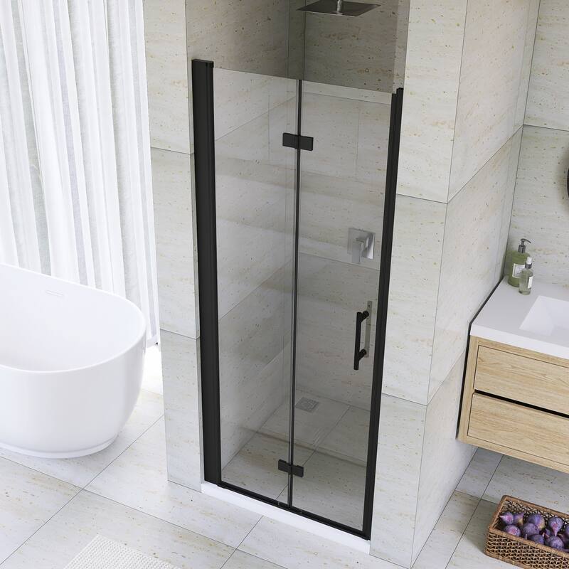 Bifold Framed Shower Door in Matte Black Finish