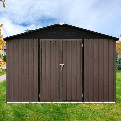 Outdoor 10 x 12 ft. Metal Storage Shed with Vents and Hinged Door and Padlock
