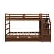 preview thumbnail 6 of 7, Twin-Over-Twin Wood Bunk Bed with Twin Size Trundle and 3 Storage Stairs, Walnut
