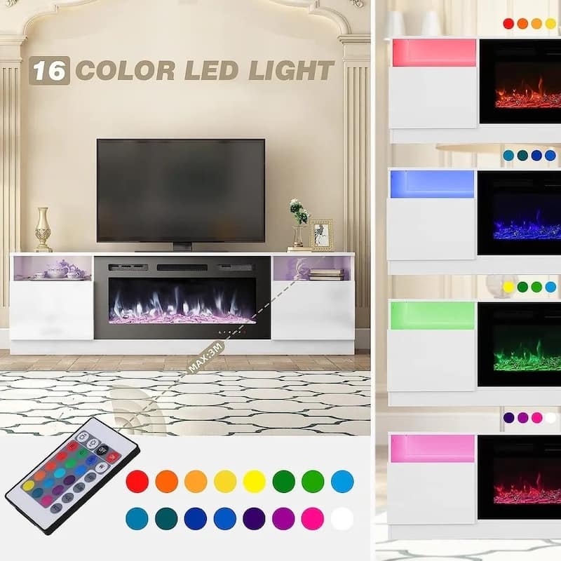 TV Stand with 36'' Electric Fireplace, Entertainment Center, and Console for TVs up to 80'' for Living Room - 73 inches in width