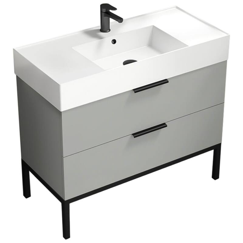 Nameeks Derin-4018 Derin 40" Free Standing Single Basin Vanity Set - Grey Mist - Steel Finish
