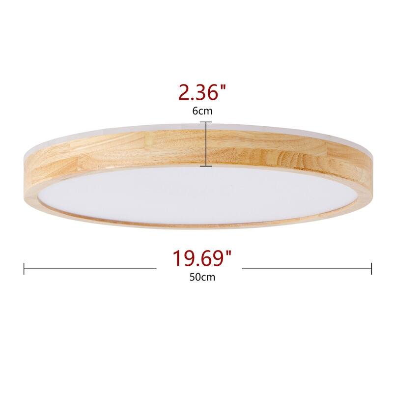 Modern Wood Grain Flush Mount Ceiling Light Milky White LED Fixture for Living Room Bedroom