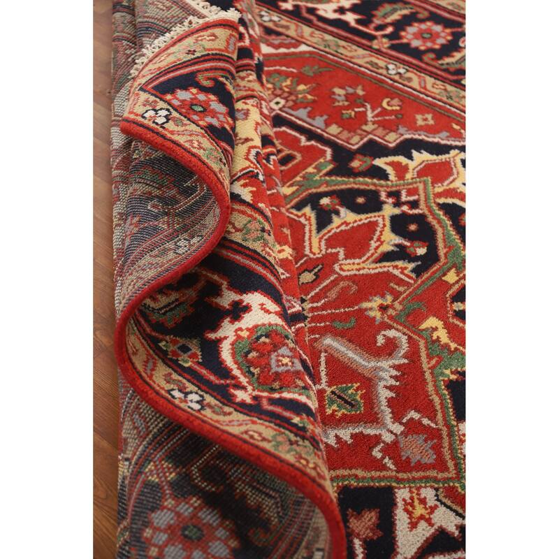 Hand Knotted Oriental 100% Wool Carpet Traditional Medallion Red Heriz (serapi) Area Rug - 10' 4'' X 7' 9''