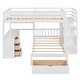 preview thumbnail 4 of 16, White Full over Twin Size Solid Wood Bunk Bed with Desk, Drawers and Shelves