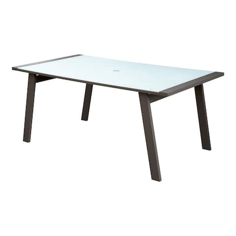 Furniture of America Lais Farmhouse Grey 70-inch Metal Patio Table
