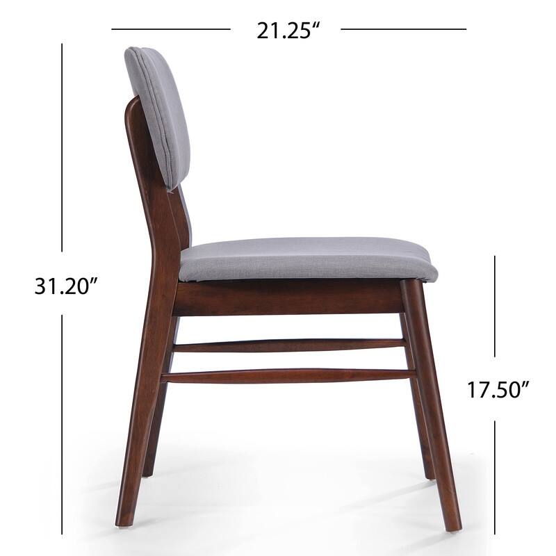 Set of 2 Mid - Century Upholstered Dining Chair with Rubberwood Frame