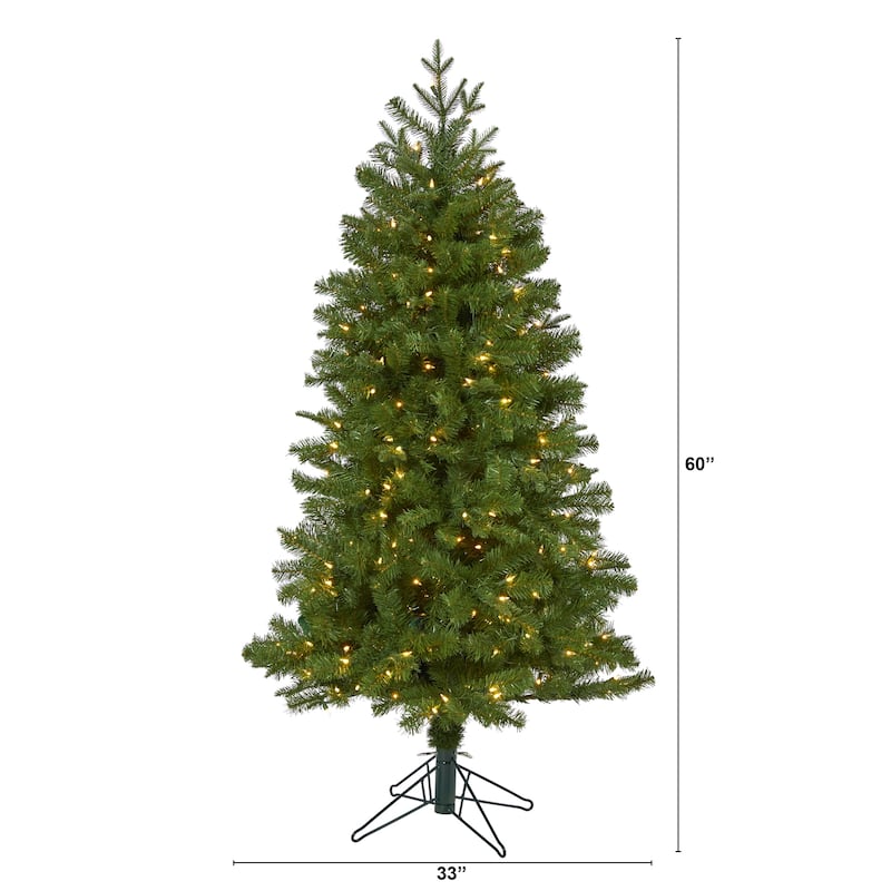 5ft. Spruce Artificial Christmas Tree with 200 Warm White Lights and 461 Bendable Branches - Perfect Small-Space Tree