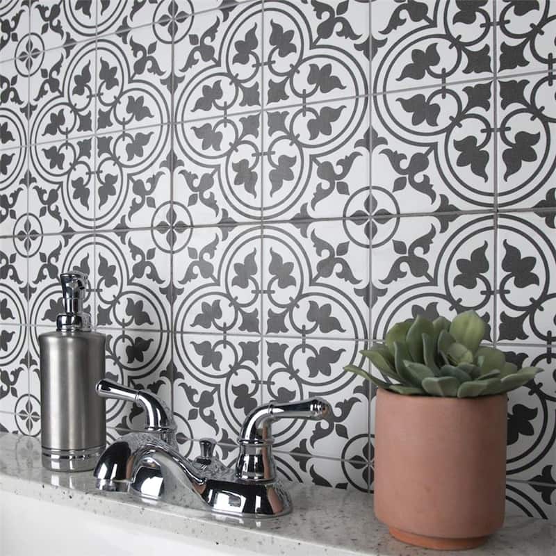 Merola Tile Harmonia Classic White 13" x 13" Ceramic Floor and Wall Tile