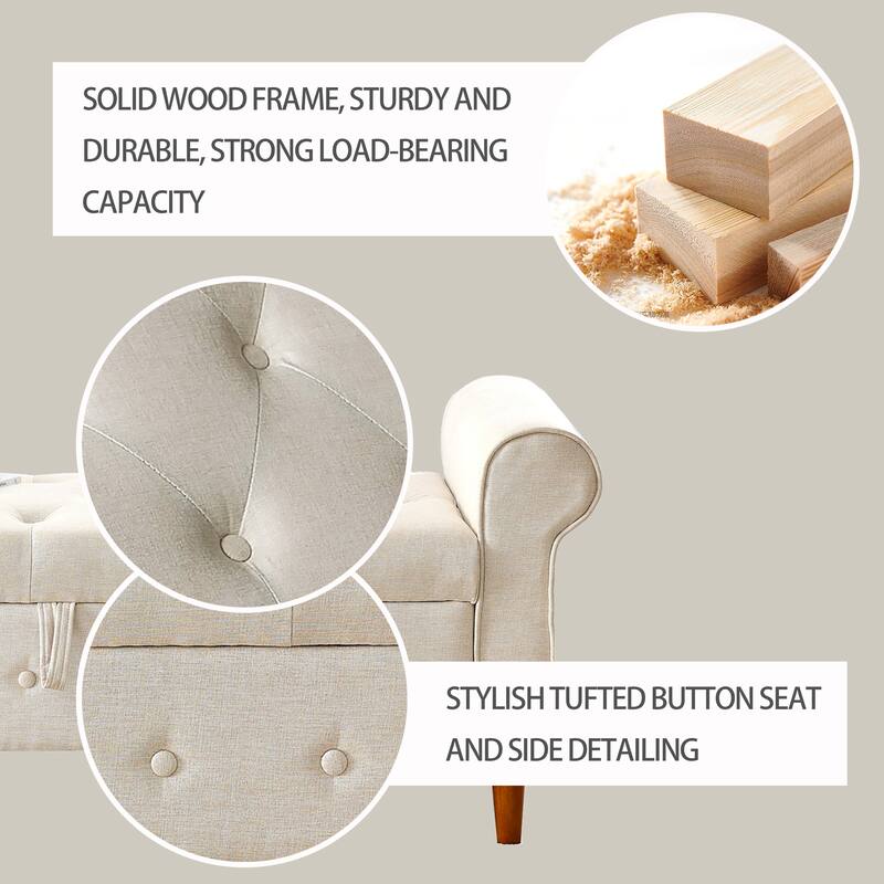Leisure Stool with Tufted Button Decorative Stool, Exquisite Bedroom End of Bed Bench Makeup Stool with Armrest