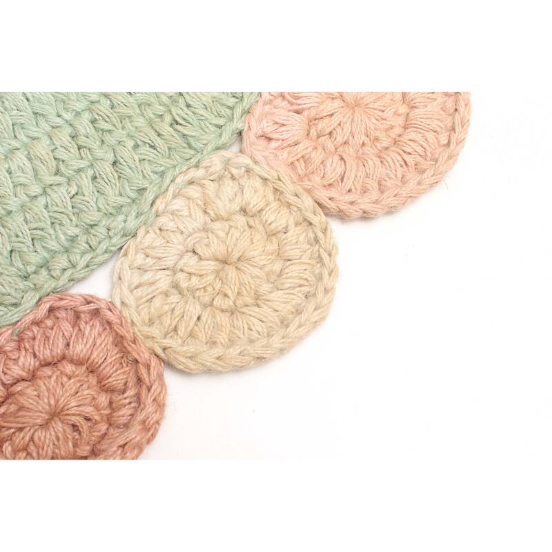 ECARPETGALLERY Braid weave Sienna Light Green Wool Rug - 3'2 x 3'2