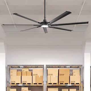 Ceiling Fan Industrial 100" Modern Black 7-Blade LED Light