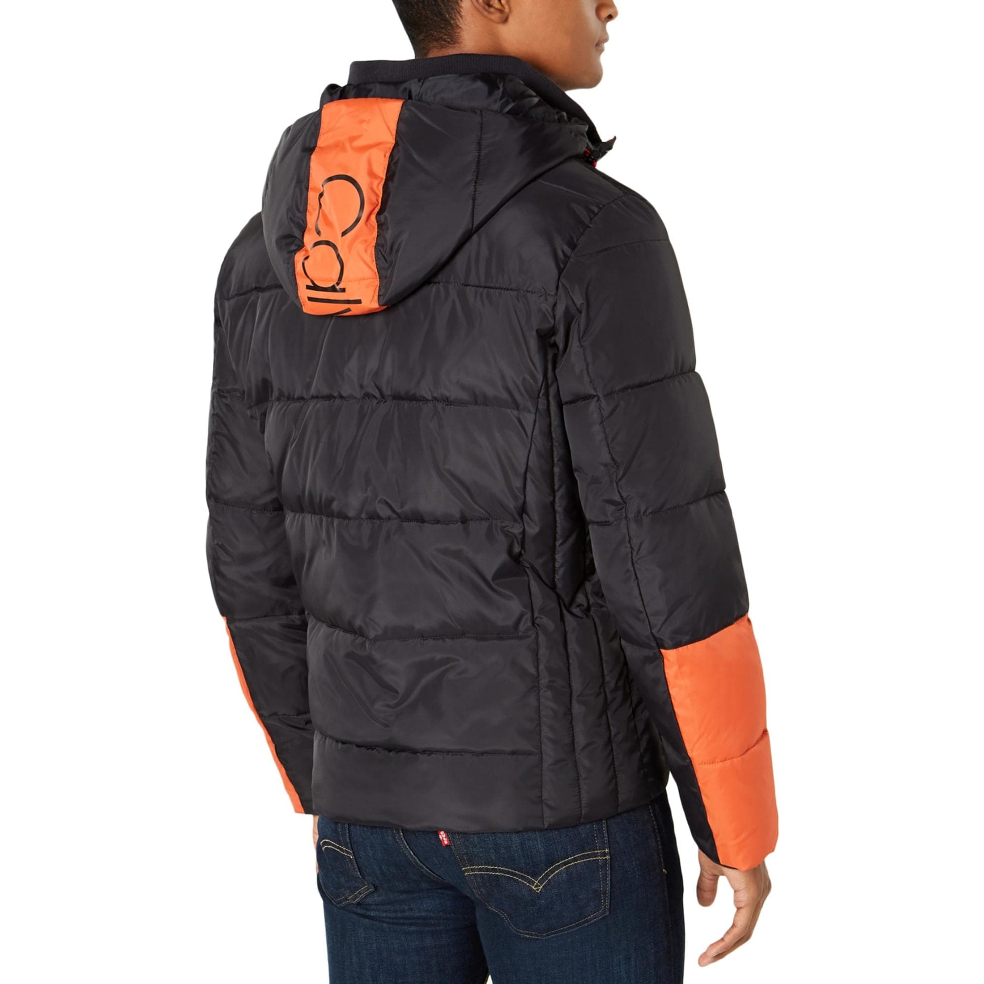 calvin klein men's colorblocked puffer coat