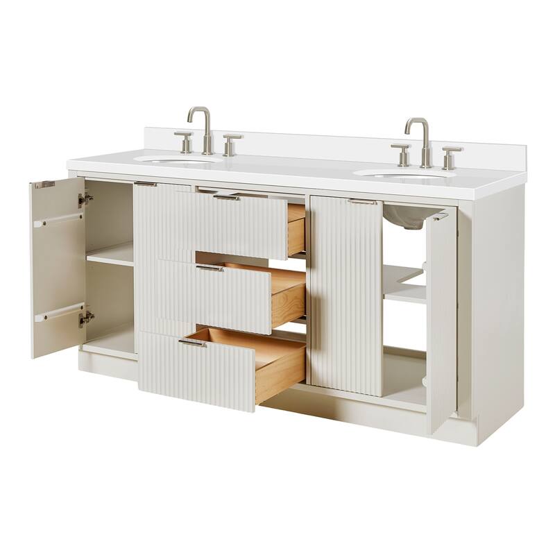 Ariel P73DWQOVO Milan 73" Free Standing Double Oval Basin Vanity Set