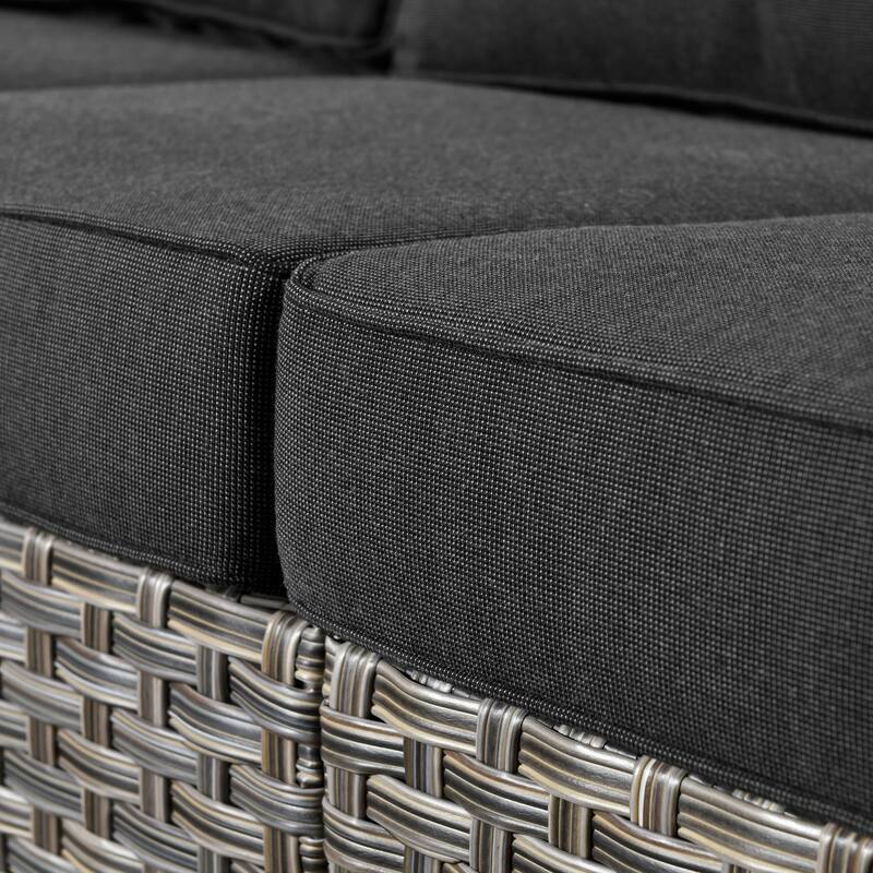 OVIOS 5-piece Patio Wicker Conversation Set With Fire Table