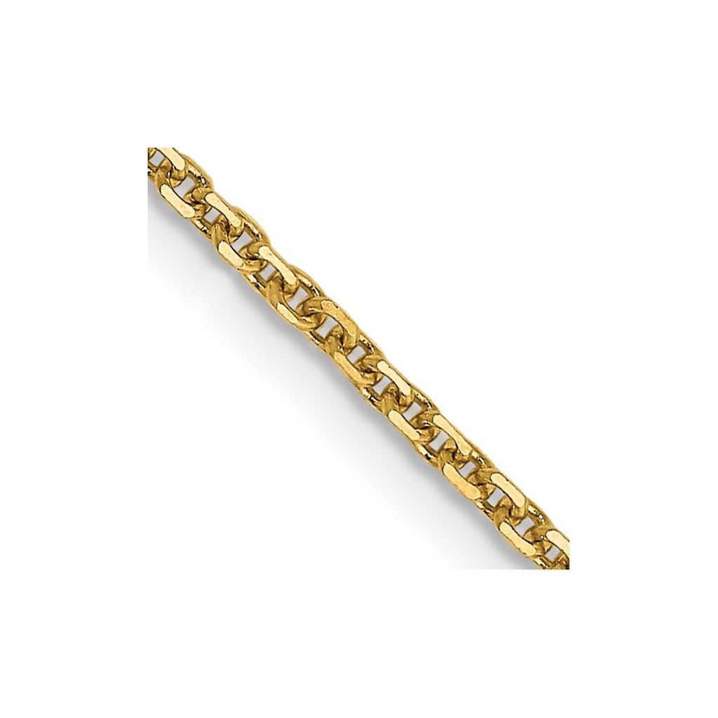 Curata 14k Yellow Gold Solid 1.3mm Diamond-cut Cable Chain Necklace (Lobster) Options: 16 18 20 22 24 26