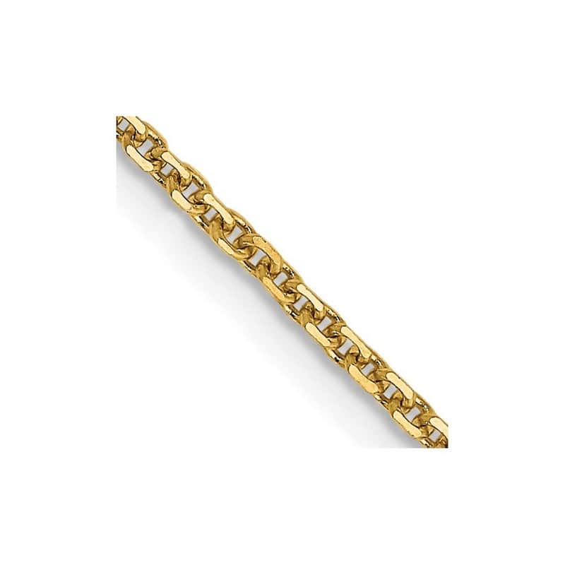 Curata Women's 14k Yellow Gold 1.3mm Solid Sparkle-Cut Cable Chain Anklet - 9 Inch - Lobster Claw