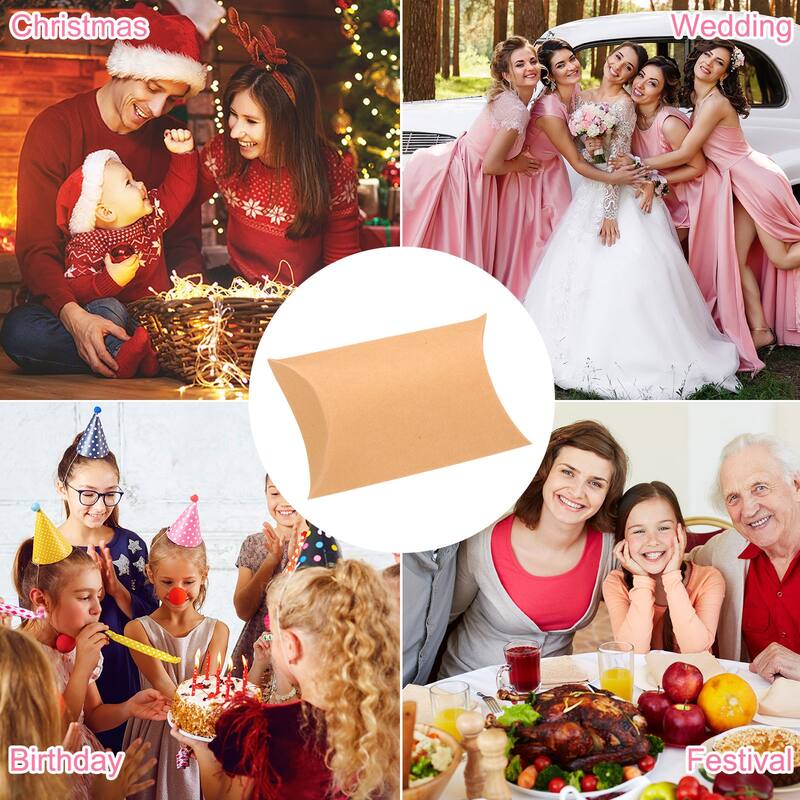 150Pcs Pillow Boxes 3.5 x 2.8 x 1 Inch Gift Boxes - White