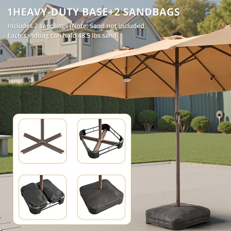 HOOOWOOO Outdoor Patio Umbrella with Solar LED Light