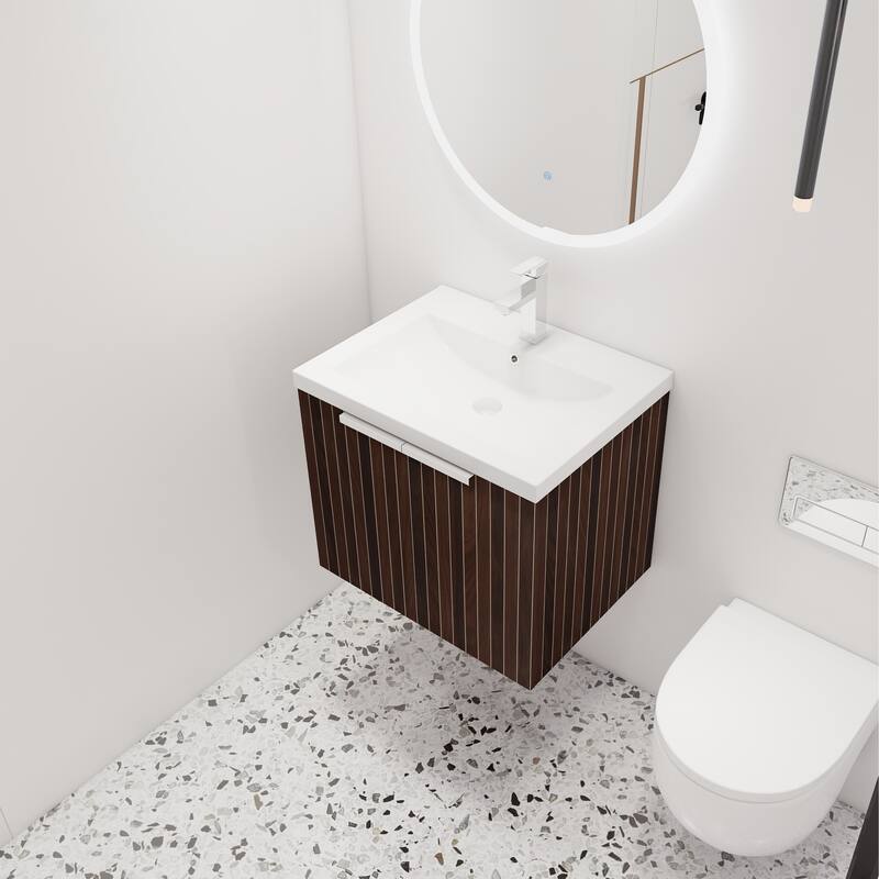 Malwee 24"/30"/36"/48" Bathroom Vanity with Sink, Floating Bathroom Vanity with Soft Close Door