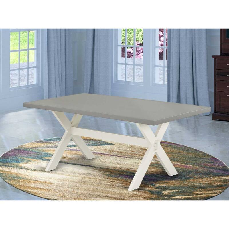 Dining Table Modern Cement Top X-Style 40x72 Inch Table Linen White Legs - 40