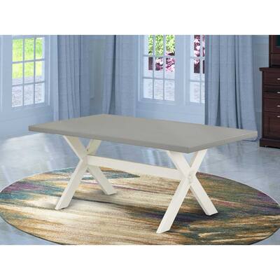 Dining Table Modern Cement Top X-Style 40x72 Inch Table Linen White Legs - 40