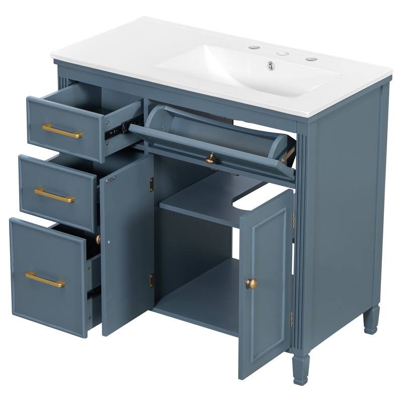 Christopher Knight Home-Vonhart 36" Bathroom Vanity with Ceramic Sink