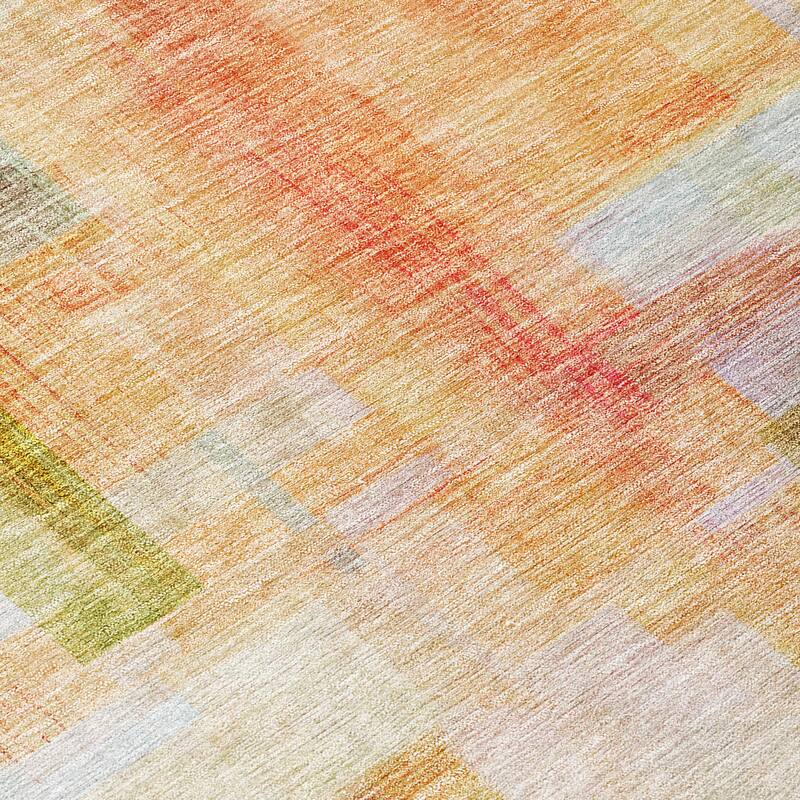 Machine Washable Indoor/ Outdoor Contemporary Abstract Chantille Rug