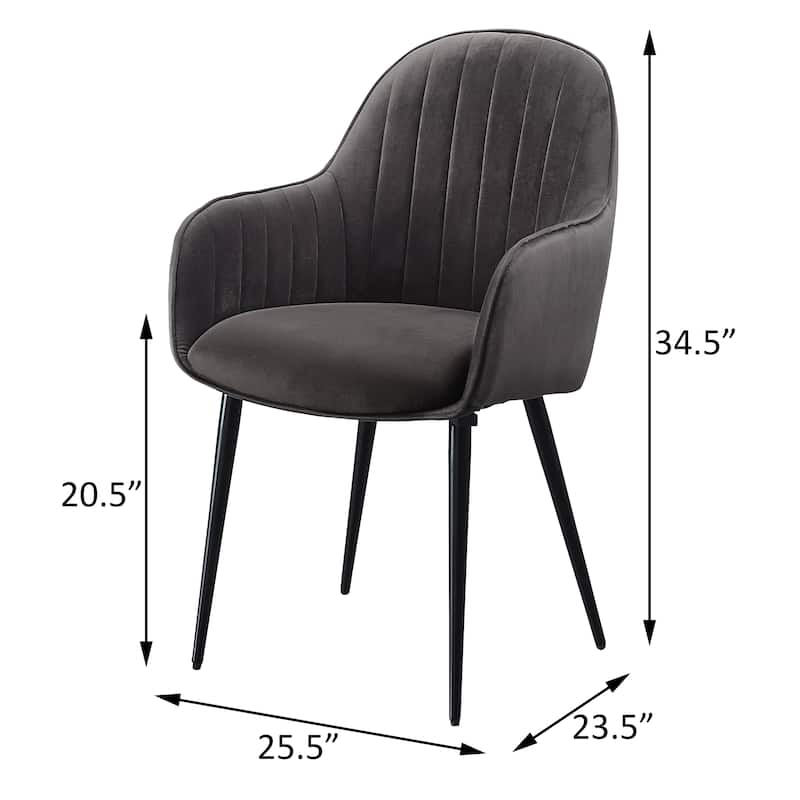Lanholm Dark Grey and Black Tufted Back Dining Chairs (Set of 2)