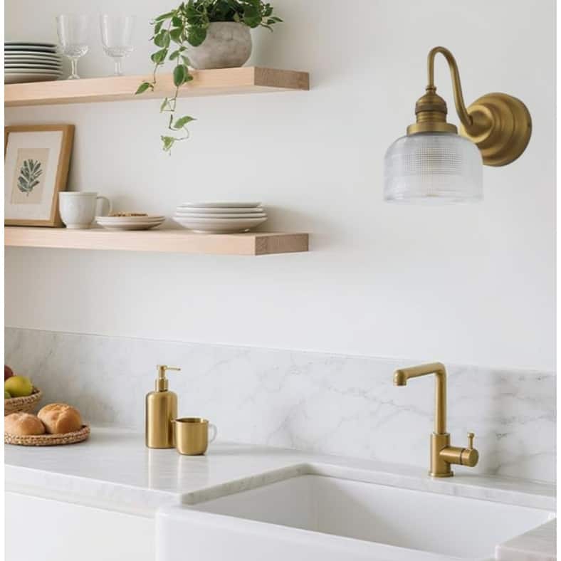 Vanity bulb light gold bathroom light glass, metal wall light