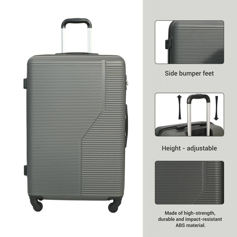 3-Piece Luggage Set ABS Lightweight & Durable Suitcase with Spinner Wheels, TSA Lock, (20/24/28)