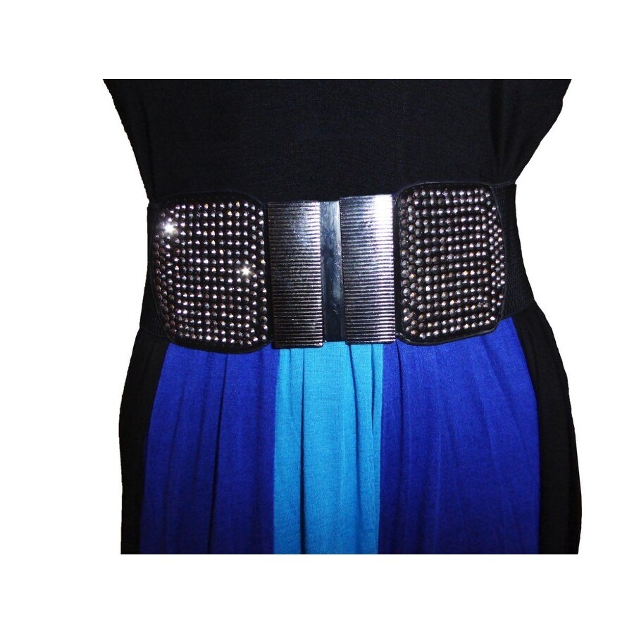 Shop Funfash Plus Size Belt Black Shimmer Stone Buckle Stretch