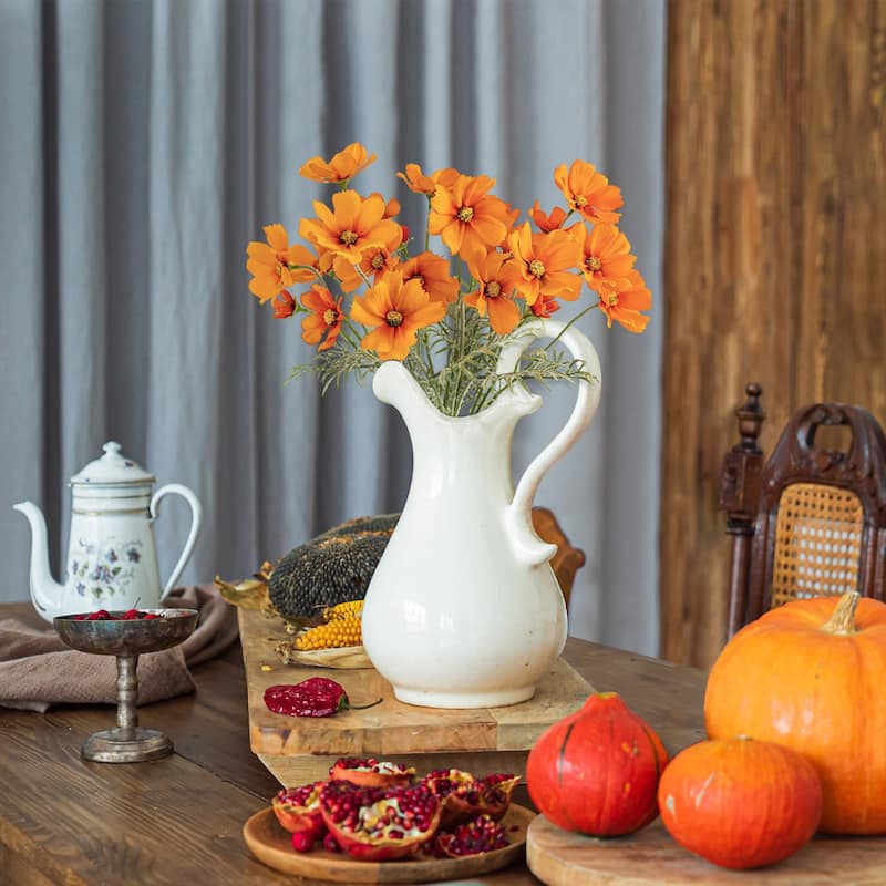 Orange Silk Decorative Artificial Cosmos Faux Flowers