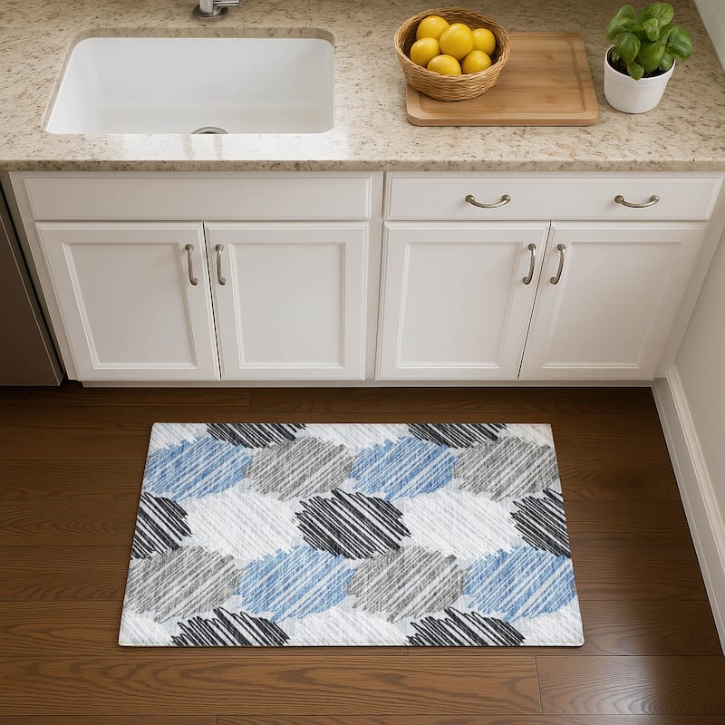 Premium Washable Super Soft Casual Contemporary Mayfield Rug - Blue - 1'8" x 2'6"
