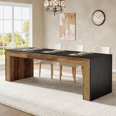 Extra Long Dining Table for 6-8 People, 86.6-Inch Rectangular Kitchen Table