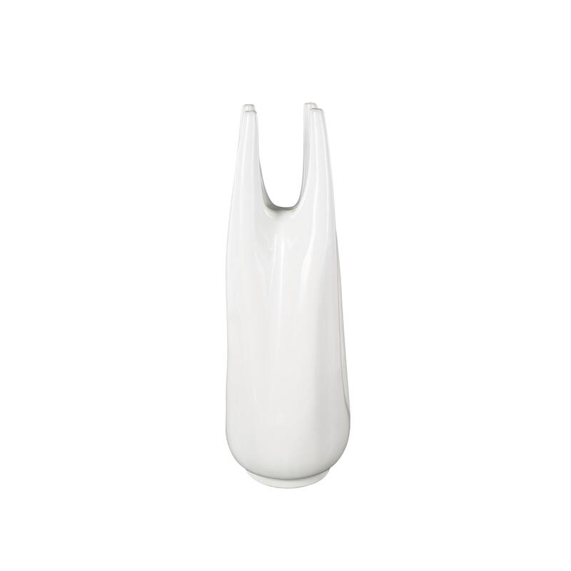 White Ceramic Decorative Vase with Multiple Openings