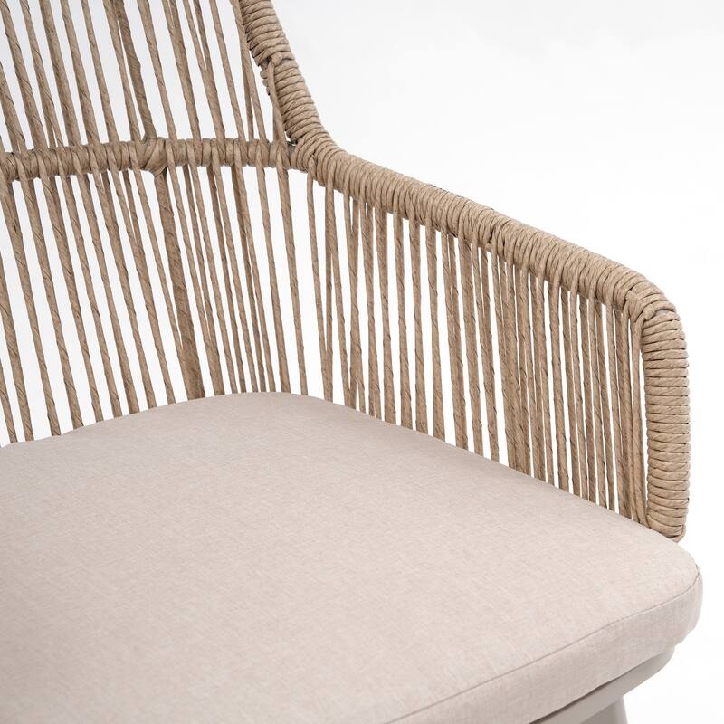 Outdoor 2-Piece Arm Barstool Chairs with Cushions