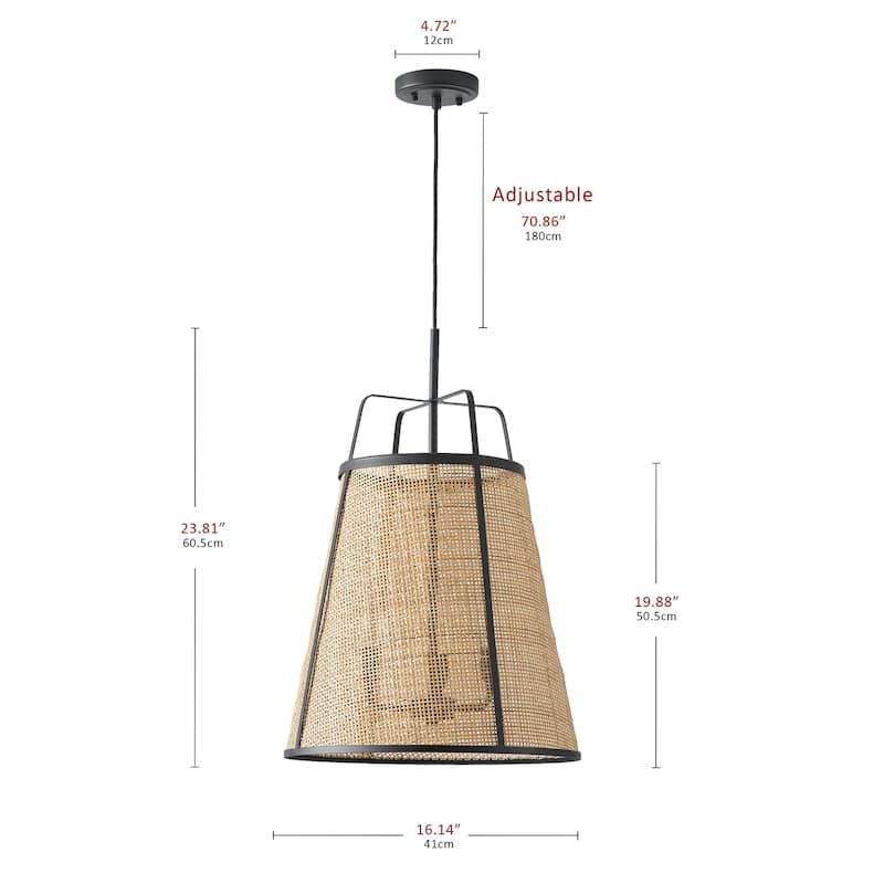 Farmhouse 3-Light Hand Woven Bamboo Kitchen Island Pendant Light Fixture