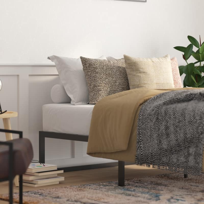 14" Metal Platform Bed Frame with Steel Slat Supports-No Foundation Needed