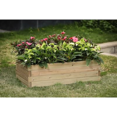 Brown Natural Wood Rectangular 2.7ft x 1.3ft Raised Garden Bed