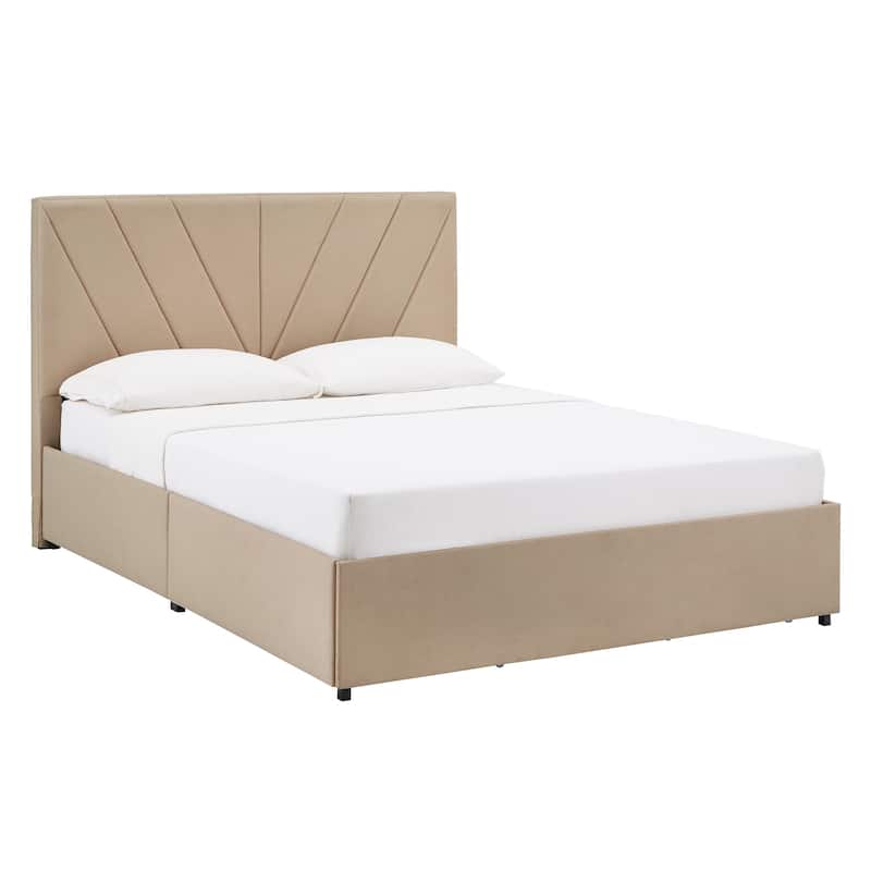 Arlert V-Channel Headboard Storage Platform Bed by iNSPIRE Q Modern - Queen