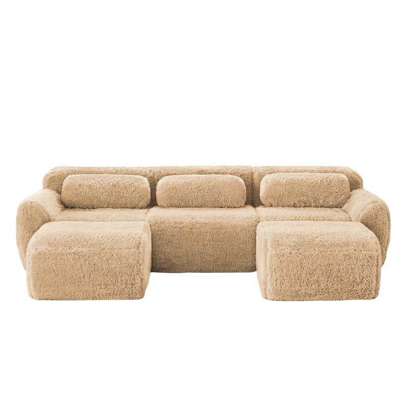 Anmytek Modular Sectional U-Shaped Sofa Deep Seat With Chaise Free Combination Vacuum Packed