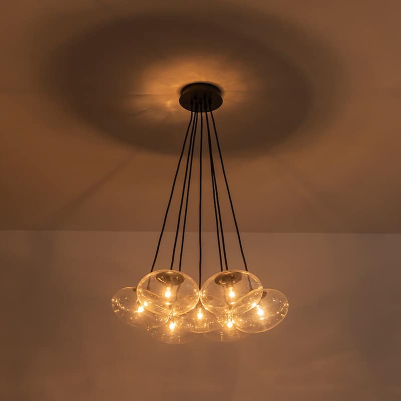 Minimalist 7-Light Glass Globe Bubble Cluster Pendant Chandelier
