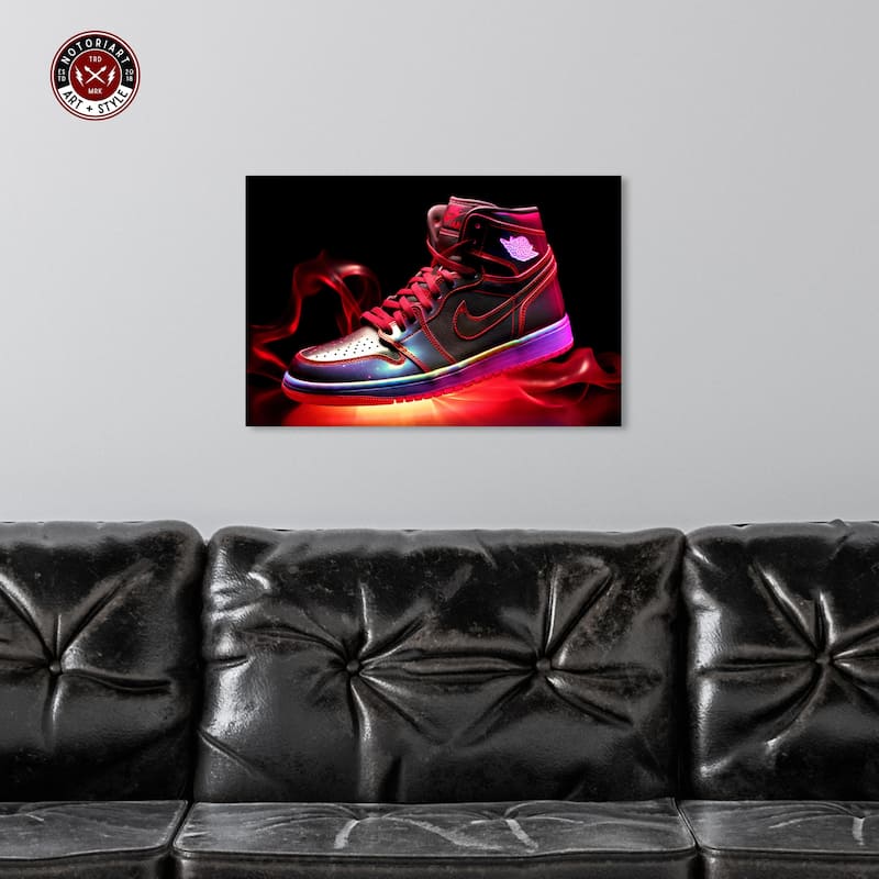 Notoriart Flaming Hot Sneaker Ii Gallery Wrapped Sneaker 1 Piece Canvas Wall Art