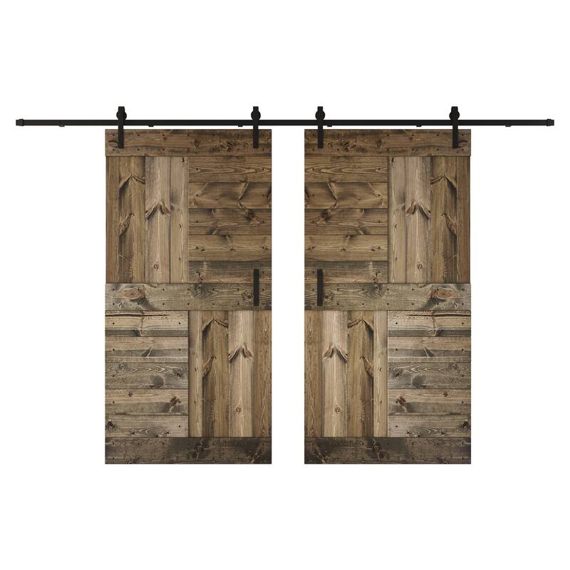 Coast Sequoia 48in/60in/72in/84in x 84in S Series Pine Wood Double Sliding Barn Door With Hardware Kit