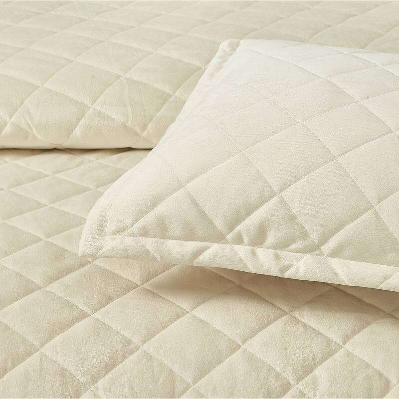 Serenta Velvet Quilts 5 Piece Ultra Soft Floor Touching Bedspread Set
