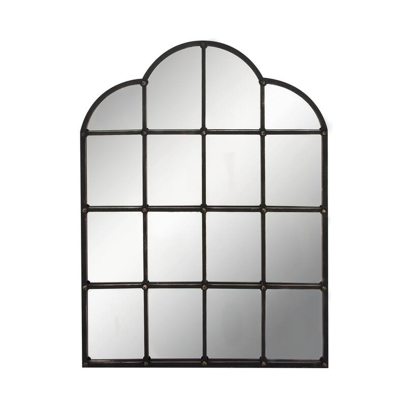 Metal Window Pane Inspired Grid Room Wall Mirror - Copper, Brown, Black - Roche River Decor - Black - 36"W, 48"H