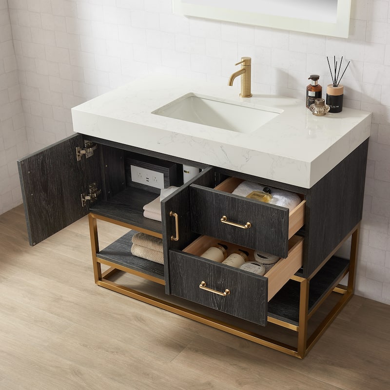 Alistair Bath Vanity with Grain White Stone Top without Mirror