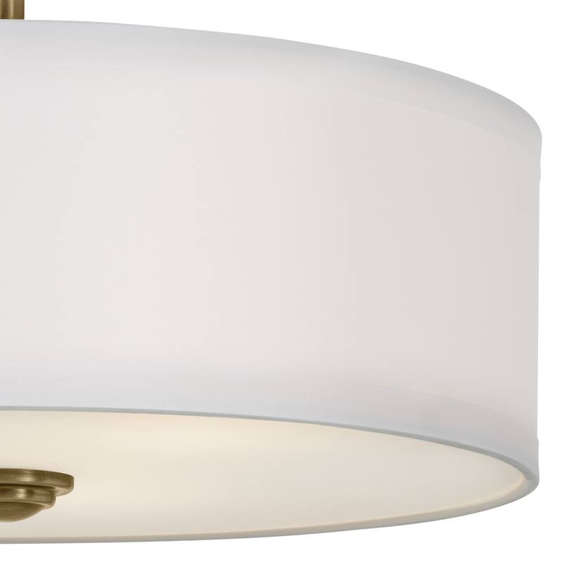 Kichler Lighting Shailene 14 in. 3-Light Natural Brass Round Semi-Flush Mount Light - 14 in